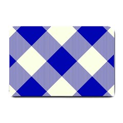 Blue And White Diagonal Plaids Small Doormat by ConteMonfrey