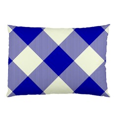 Blue And White Diagonal Plaids Pillow Case by ConteMonfrey