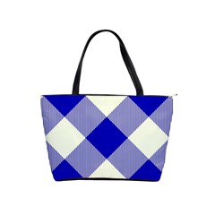 Blue And White Diagonal Plaids Classic Shoulder Handbag by ConteMonfrey