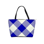 Blue and white diagonal plaids Classic Shoulder Handbag Front