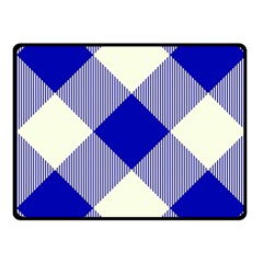 Blue And White Diagonal Plaids Fleece Blanket (small) by ConteMonfrey