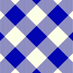 Blue And White Diagonal Plaids Play Mat (square) by ConteMonfrey