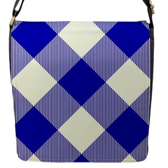 Blue And White Diagonal Plaids Flap Closure Messenger Bag (s) by ConteMonfrey