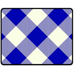 Blue And White Diagonal Plaids Double Sided Fleece Blanket (medium)  by ConteMonfrey