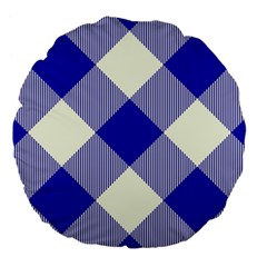 Blue And White Diagonal Plaids Large 18  Premium Flano Round Cushions by ConteMonfrey