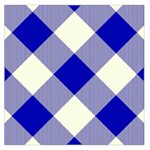 Blue and white diagonal plaids Square Satin Scarf (36  x 36 ) Front