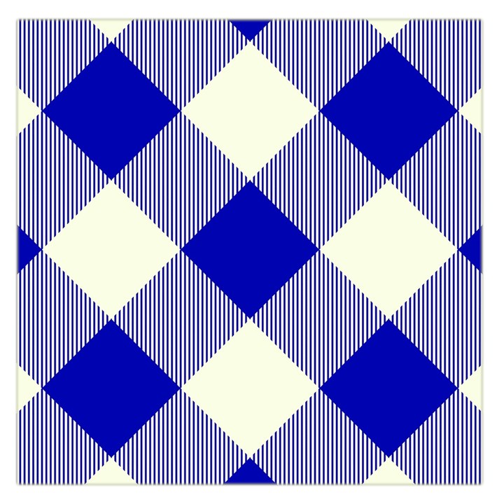 Blue and white diagonal plaids Square Satin Scarf (36  x 36 )