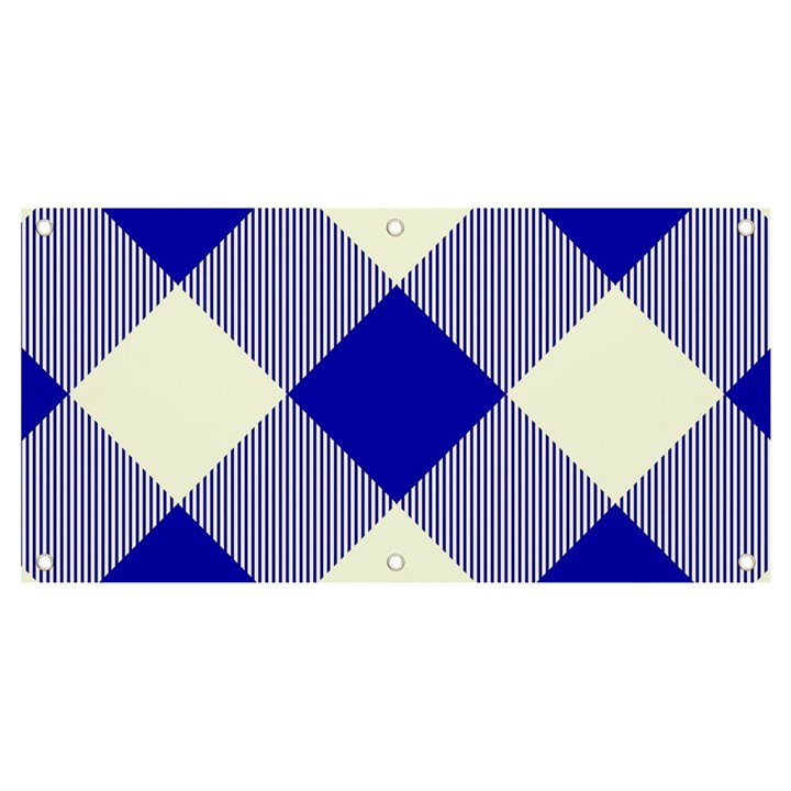 Blue and white diagonal plaids Banner and Sign 4  x 2 