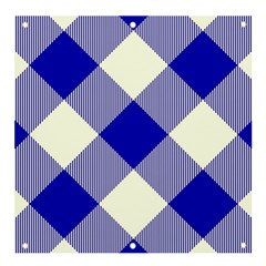 Blue And White Diagonal Plaids Banner And Sign 4  X 4  by ConteMonfrey