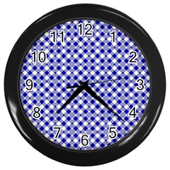 Blue Small Diagonal Plaids   Wall Clock (black) by ConteMonfrey