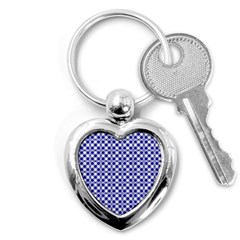 Blue Small Diagonal Plaids   Key Chain (heart) by ConteMonfrey