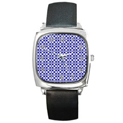 Blue Small Diagonal Plaids   Square Metal Watch by ConteMonfrey