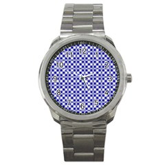 Blue Small Diagonal Plaids   Sport Metal Watch by ConteMonfrey