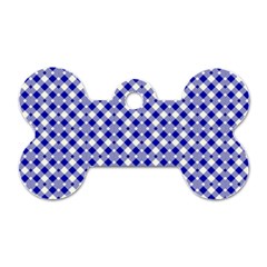 Blue Small Diagonal Plaids   Dog Tag Bone (one Side) by ConteMonfrey