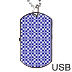 Blue Small Diagonal Plaids   Dog Tag Usb Flash (one Side) by ConteMonfrey