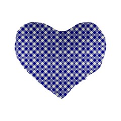 Blue Small Diagonal Plaids   Standard 16  Premium Heart Shape Cushions by ConteMonfrey