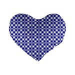 Blue Small diagonal Plaids   Standard 16  Premium Heart Shape Cushions Front