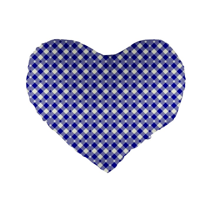 Blue Small diagonal Plaids   Standard 16  Premium Heart Shape Cushions