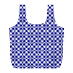 Blue Small diagonal Plaids   Full Print Recycle Bag (L) Front