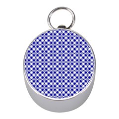 Blue Small Diagonal Plaids   Mini Silver Compasses by ConteMonfrey