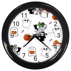 Halloween Jack O Lantern Vector Wall Clock (black) by Ravend