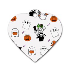 Halloween Jack O Lantern Vector Dog Tag Heart (one Side) by Ravend