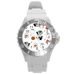 Halloween Jack O Lantern Vector Round Plastic Sport Watch (l) by Ravend