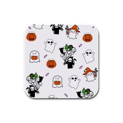 Halloween Jack O Lantern Vector Rubber Square Coaster (4 Pack) by Ravend