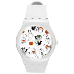 Halloween Jack O Lantern Vector Round Plastic Sport Watch (m) by Ravend