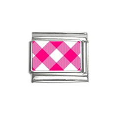 Pink And White Diagonal Plaids Italian Charm (9mm)