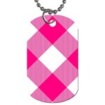 Pink and white diagonal plaids Dog Tag (One Side) Front