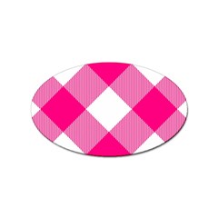 Pink And White Diagonal Plaids Sticker Oval (10 Pack) by ConteMonfrey