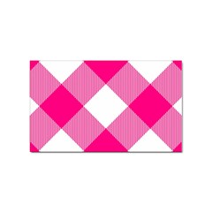 Pink And White Diagonal Plaids Sticker Rectangular (100 Pack) by ConteMonfrey