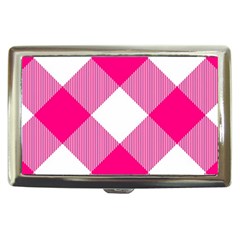 Pink And White Diagonal Plaids Cigarette Money Case by ConteMonfrey