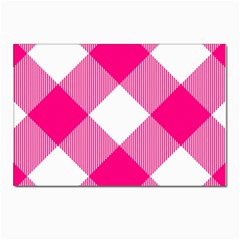 Pink And White Diagonal Plaids Postcard 4 x 6  (pkg Of 10) by ConteMonfrey