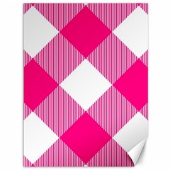 Pink And White Diagonal Plaids Canvas 36  X 48  by ConteMonfrey