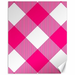 Pink And White Diagonal Plaids Canvas 11  X 14  by ConteMonfrey