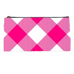 Pink And White Diagonal Plaids Pencil Case by ConteMonfrey