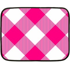 Pink And White Diagonal Plaids Double Sided Fleece Blanket (mini)  by ConteMonfrey