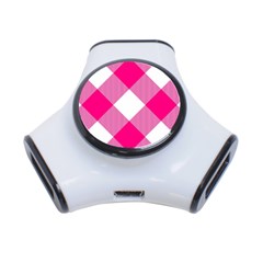 Pink And White Diagonal Plaids 3-port Usb Hub by ConteMonfrey