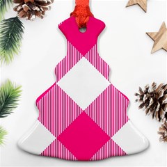 Pink And White Diagonal Plaids Ornament (christmas Tree)  by ConteMonfrey