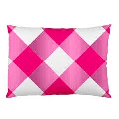 Pink And White Diagonal Plaids Pillow Case (two Sides) by ConteMonfrey