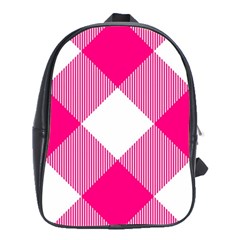 Pink And White Diagonal Plaids School Bag (xl) by ConteMonfrey