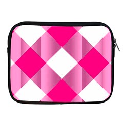 Pink And White Diagonal Plaids Apple Ipad 2/3/4 Zipper Cases by ConteMonfrey