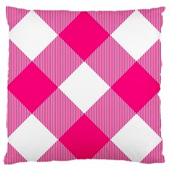 Pink And White Diagonal Plaids Large Flano Cushion Case (one Side) by ConteMonfrey