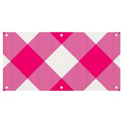 Pink And White Diagonal Plaids Banner And Sign 4  X 2  by ConteMonfrey