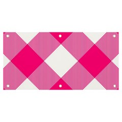 Pink And White Diagonal Plaids Banner And Sign 6  X 3  by ConteMonfrey