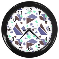 Seamless Pattern Geometric Texture Wall Clock (black) by Ravend