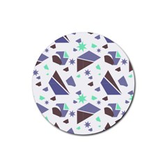 Seamless Pattern Geometric Texture Rubber Round Coaster (4 Pack) by Ravend