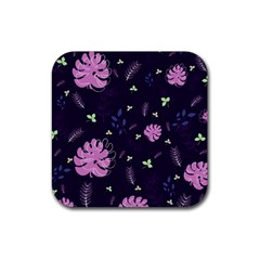 Monstera Leaves Plant Tropical Nature Rubber Coaster (square) by Ravend